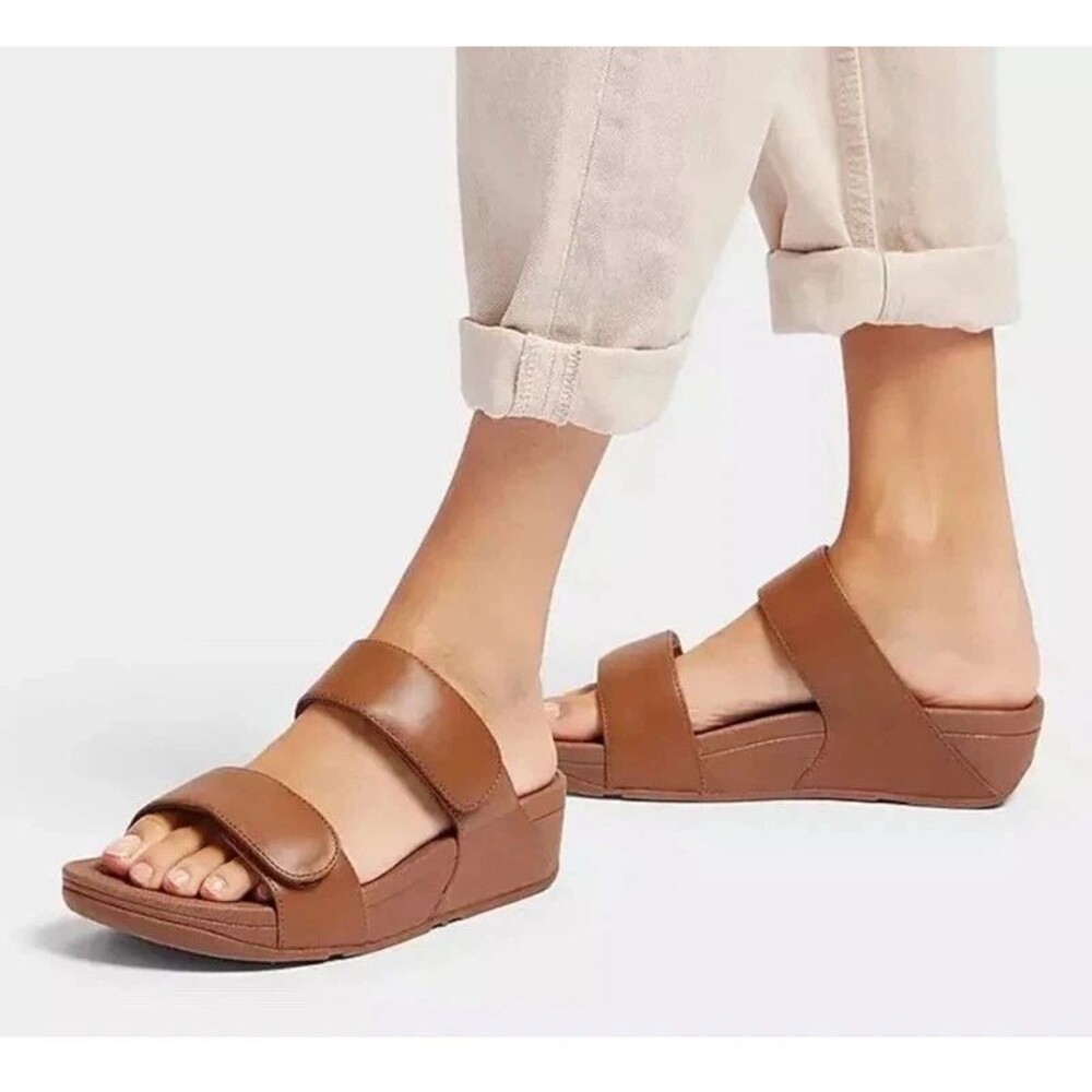 Lulu Leather adjustable Slides Sz 7/38